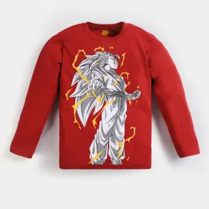 Boys Cotton T-Shirt F/S Dragon Ball Z-Red