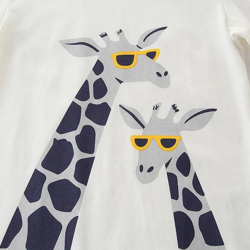 Boy's Giraffe Print Tee with Shorts Set