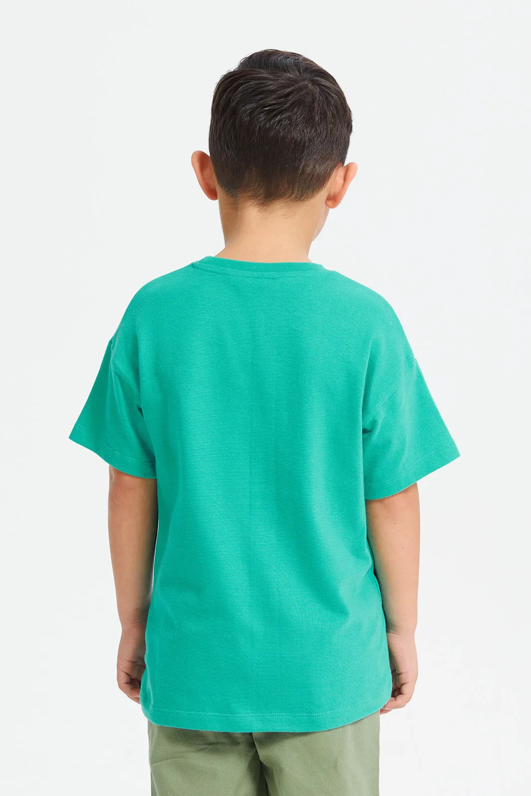 Boys Green Embroidered T-Shirt