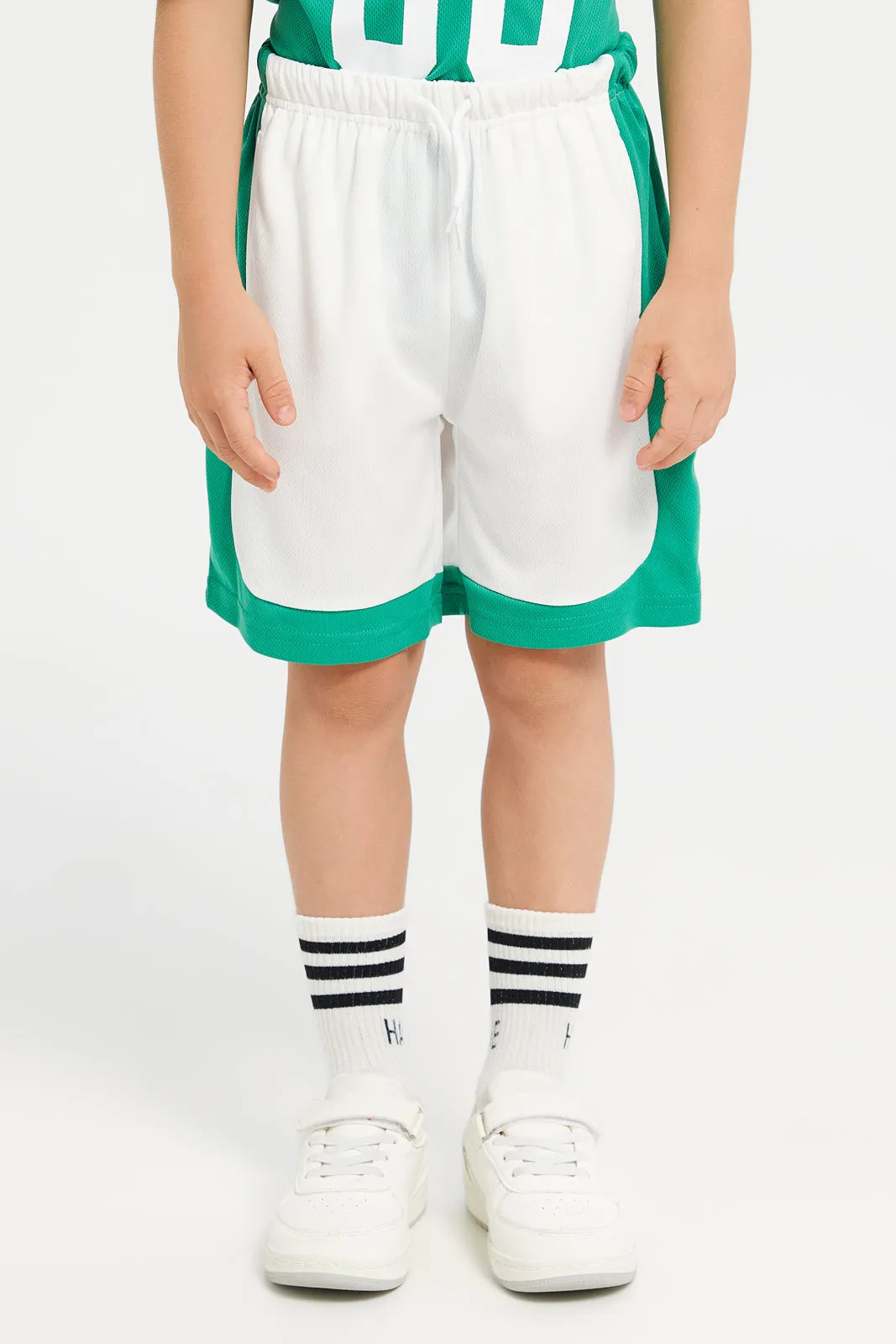 Boys Green Printed T-Shirt And Short Set (2 Piece)