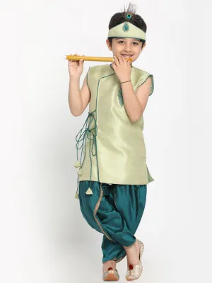 Boy's Green Silk Blend Kurta And Dhoti Set - JBN Creation