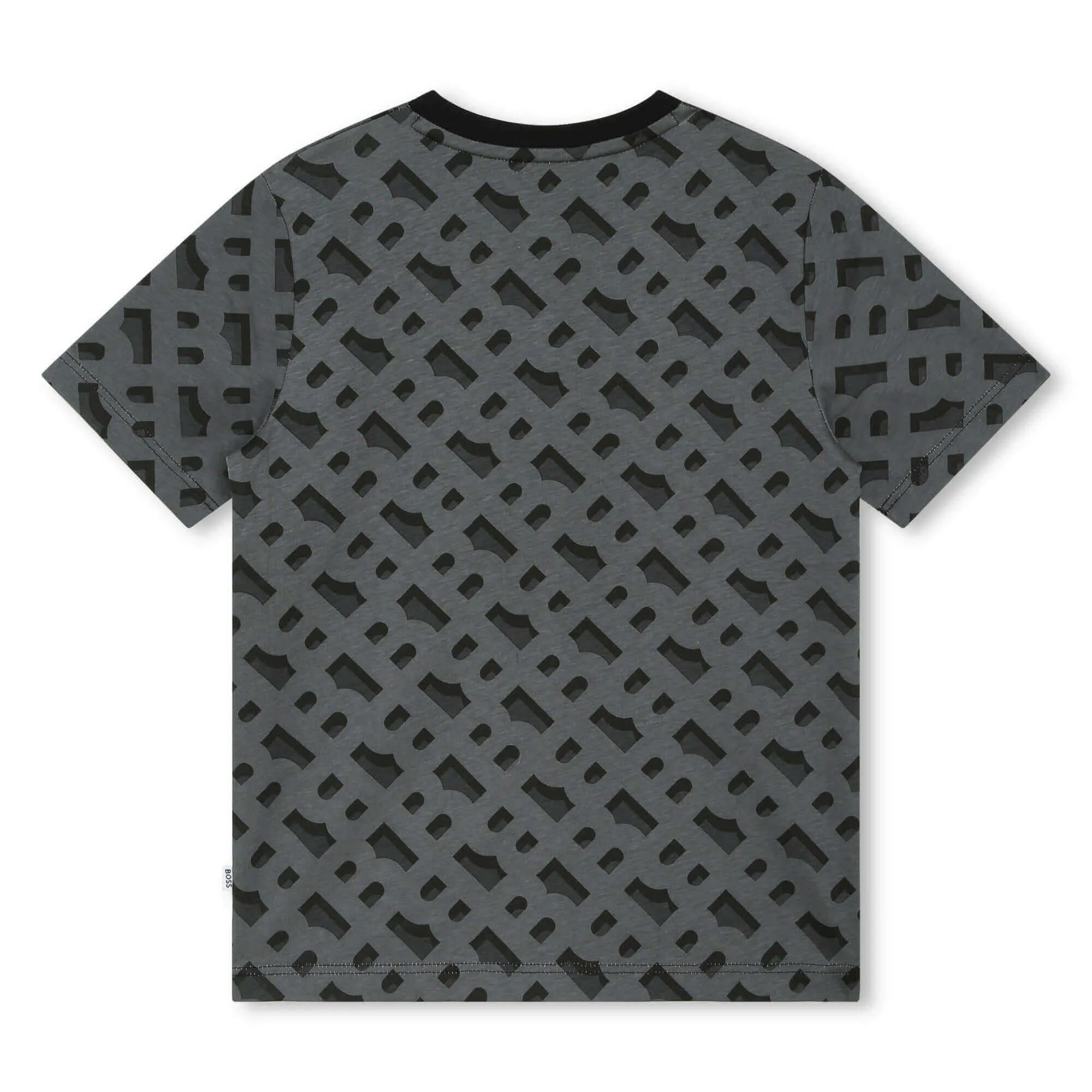 Boys Grey Monogram Print T-Shirt