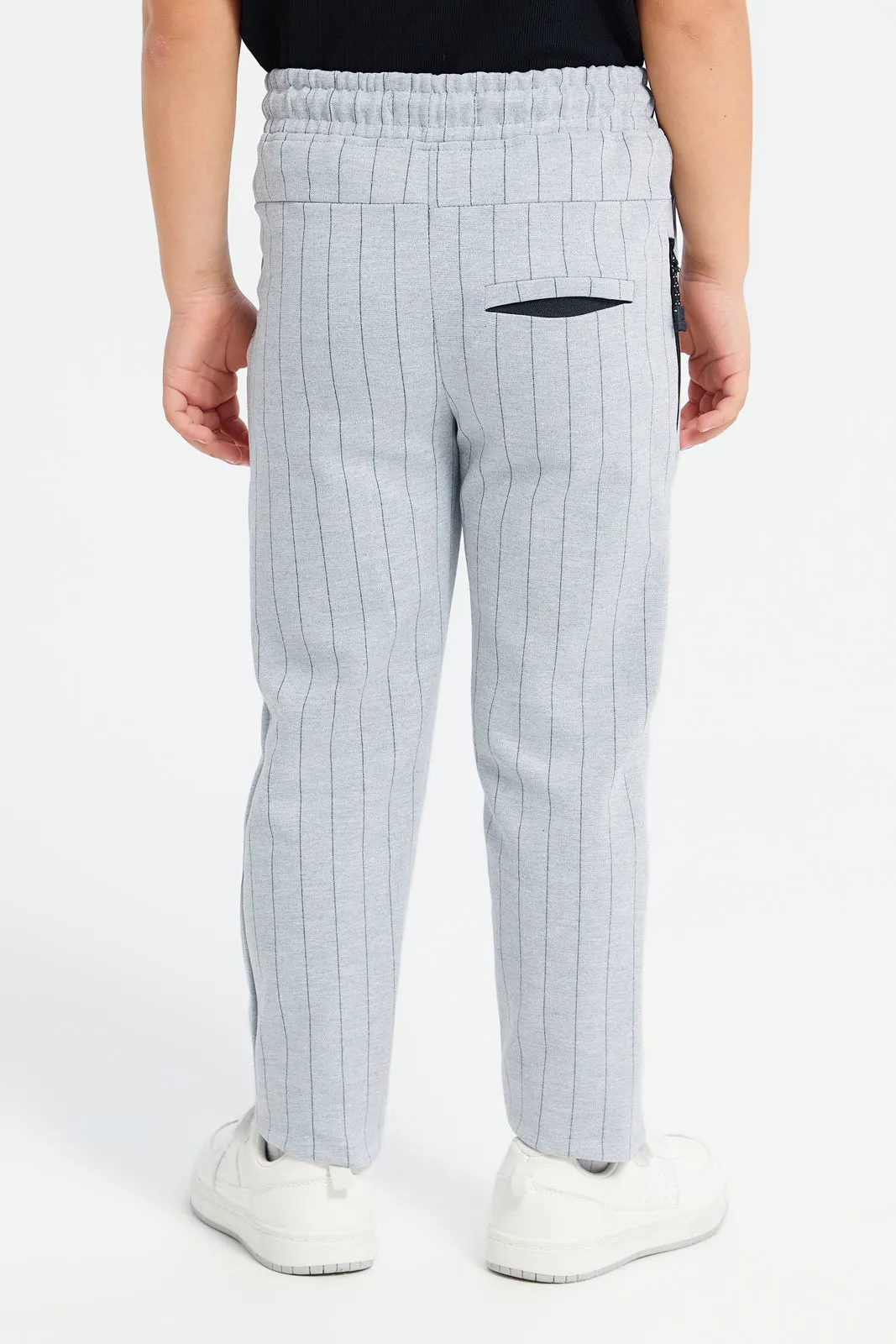 Boys Grey Trouser With Black Stripe