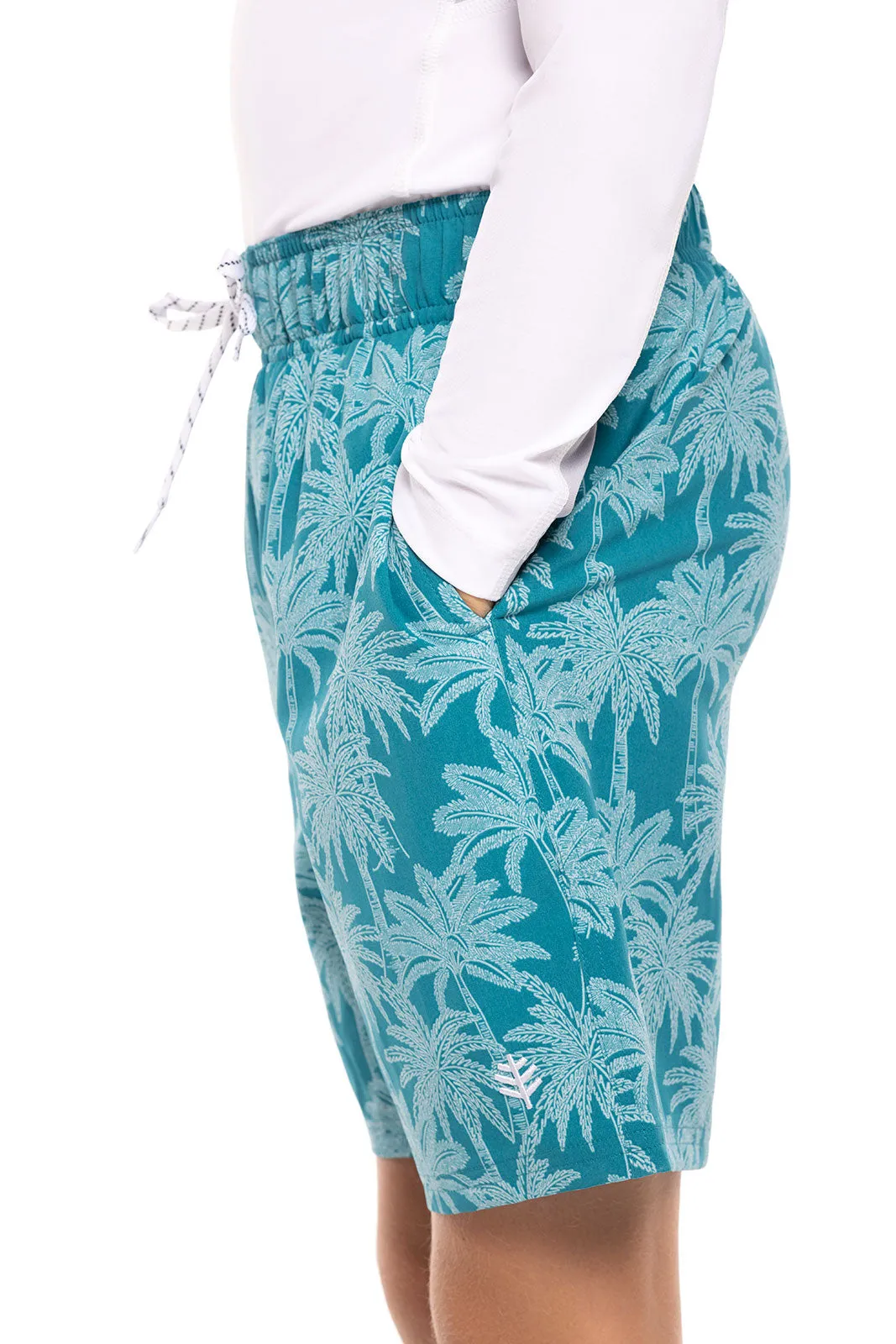 Boy's Island Swim Trunks  |  Tahitian Teal Swaying Palms