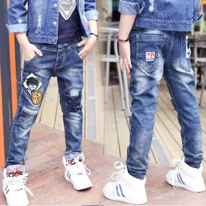 Boys Jeans Autumn And Winter New One-piece Velvet