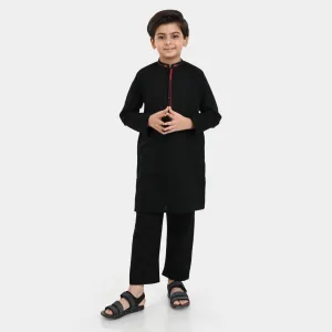 Boys khaddar 2 piece suit Embroidered-BLACK