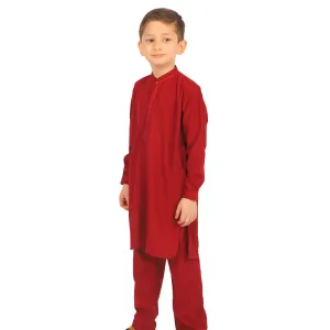 Boys Kurta Pajama Suit Grey Elegant - Maroon