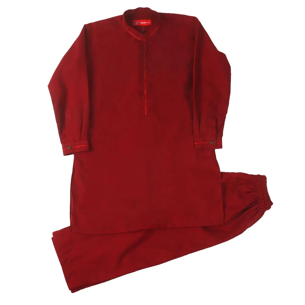 Boys Kurta Pajama Suit Grey Elegant - Maroon