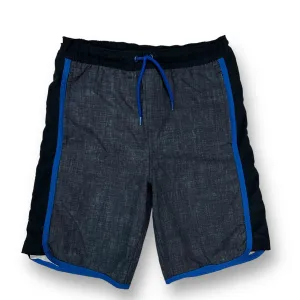 Boys Lands End Size 10S/12S Black & Blue Swim Trunks