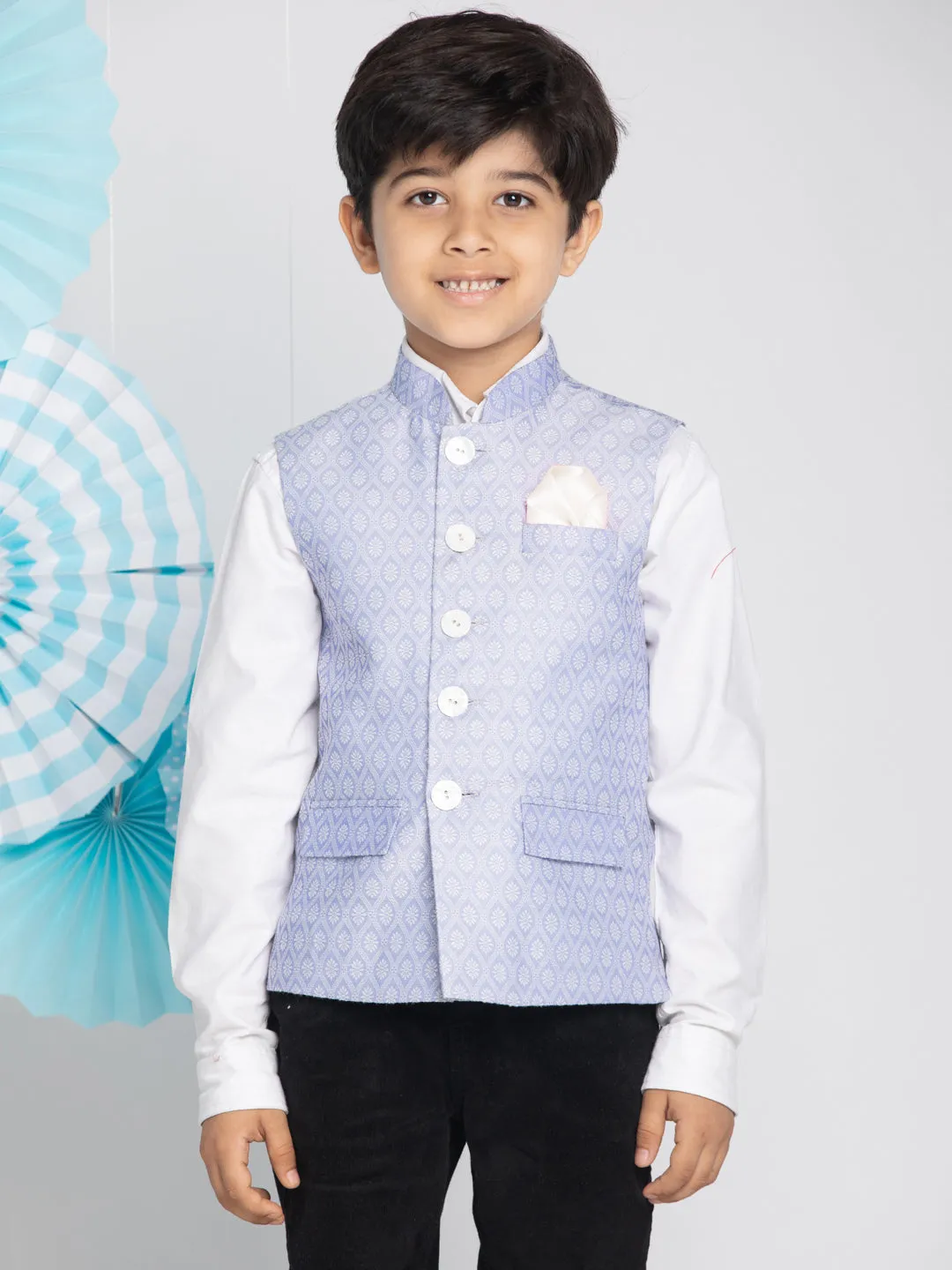 Boy's Light Blue Nehru Jacket - Vastramay Boys