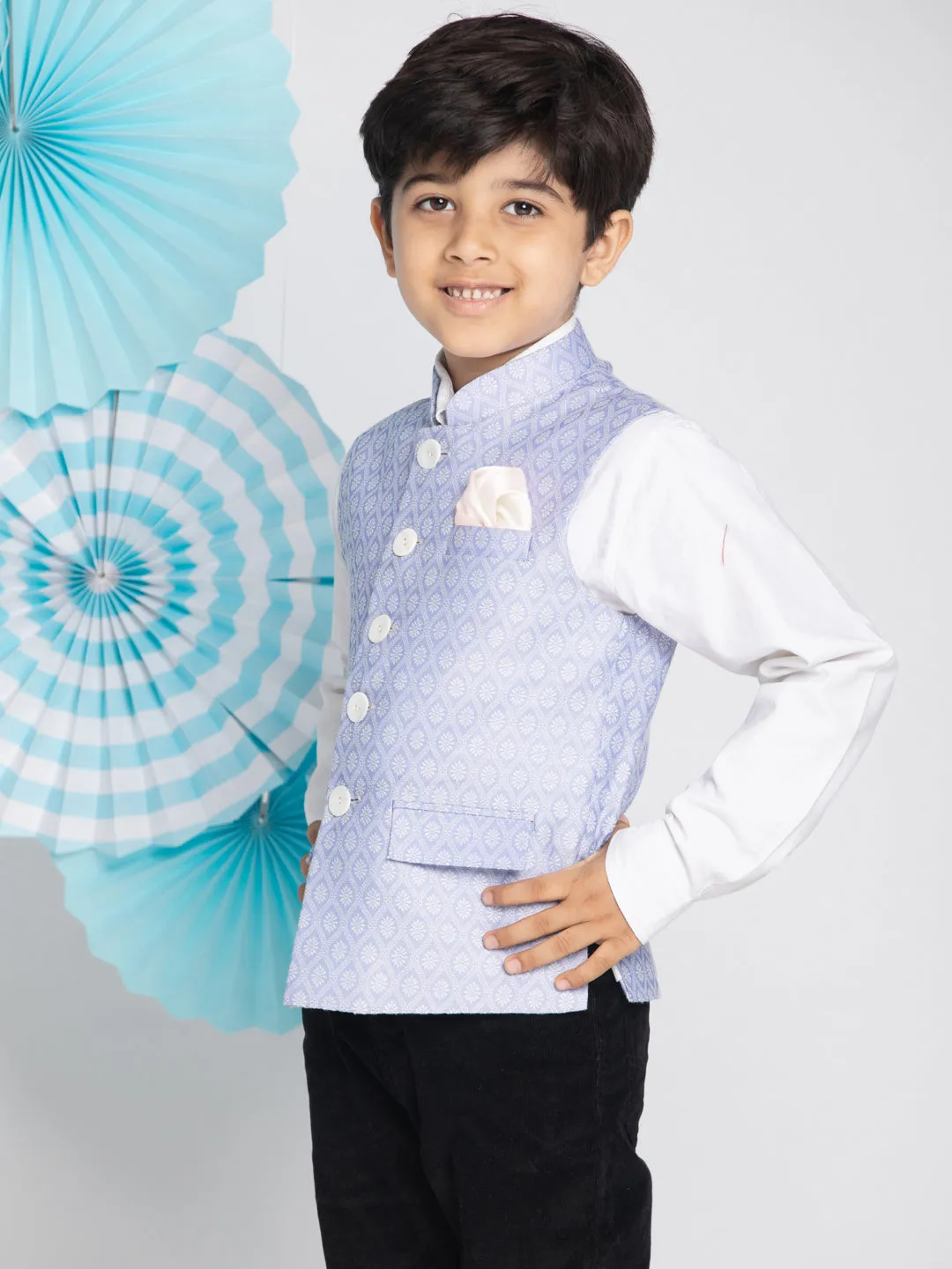 Boy's Light Blue Nehru Jacket - Vastramay Boys