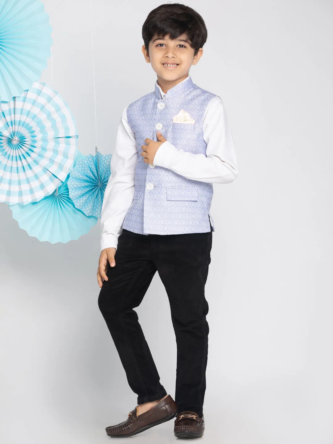 Boy's Light Blue Nehru Jacket - Vastramay Boys