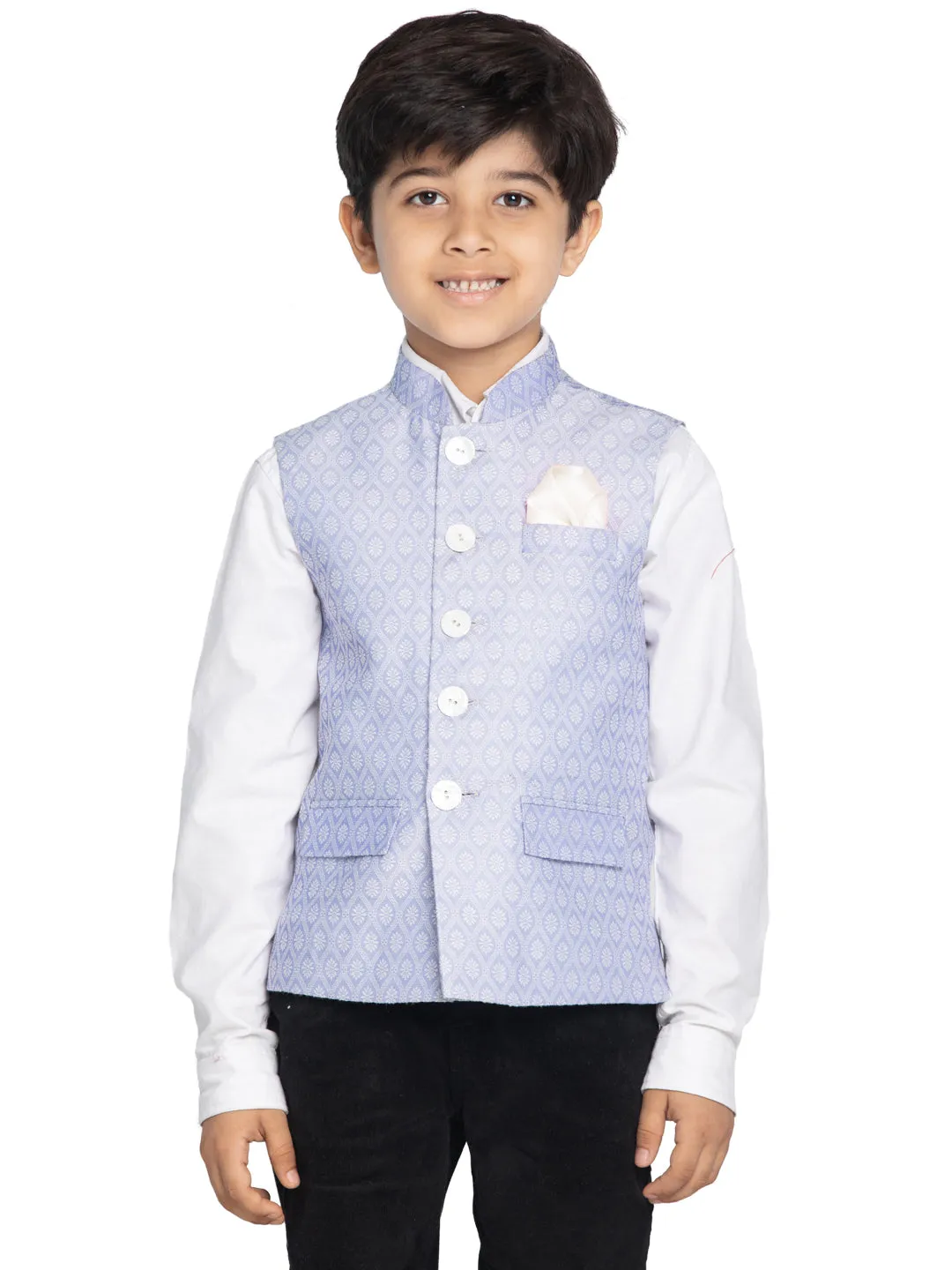 Boy's Light Blue Nehru Jacket - Vastramay Boys