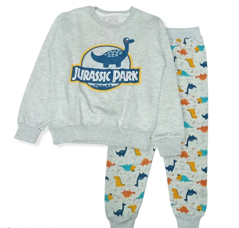 Boys Melton Pajama - Jurassic Park - Grey