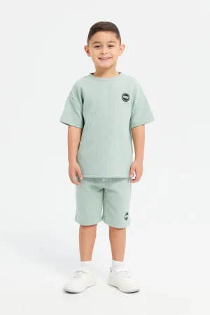 Boys Mint Embroidered Casual Set (2 Piece)