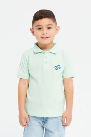 Boys Mint Embroidered Polo Shirt