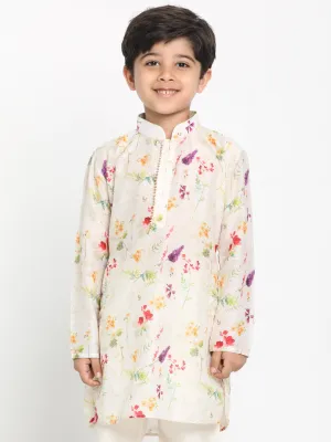 Boy's Multicolor Base Cream Kurta - Vastramay Boys