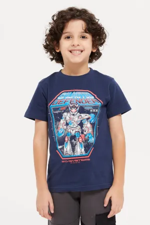 Boys Navy Defender Graphic T-Shirt