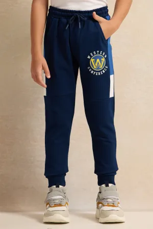 Boys Navy Nba Print Active Pants