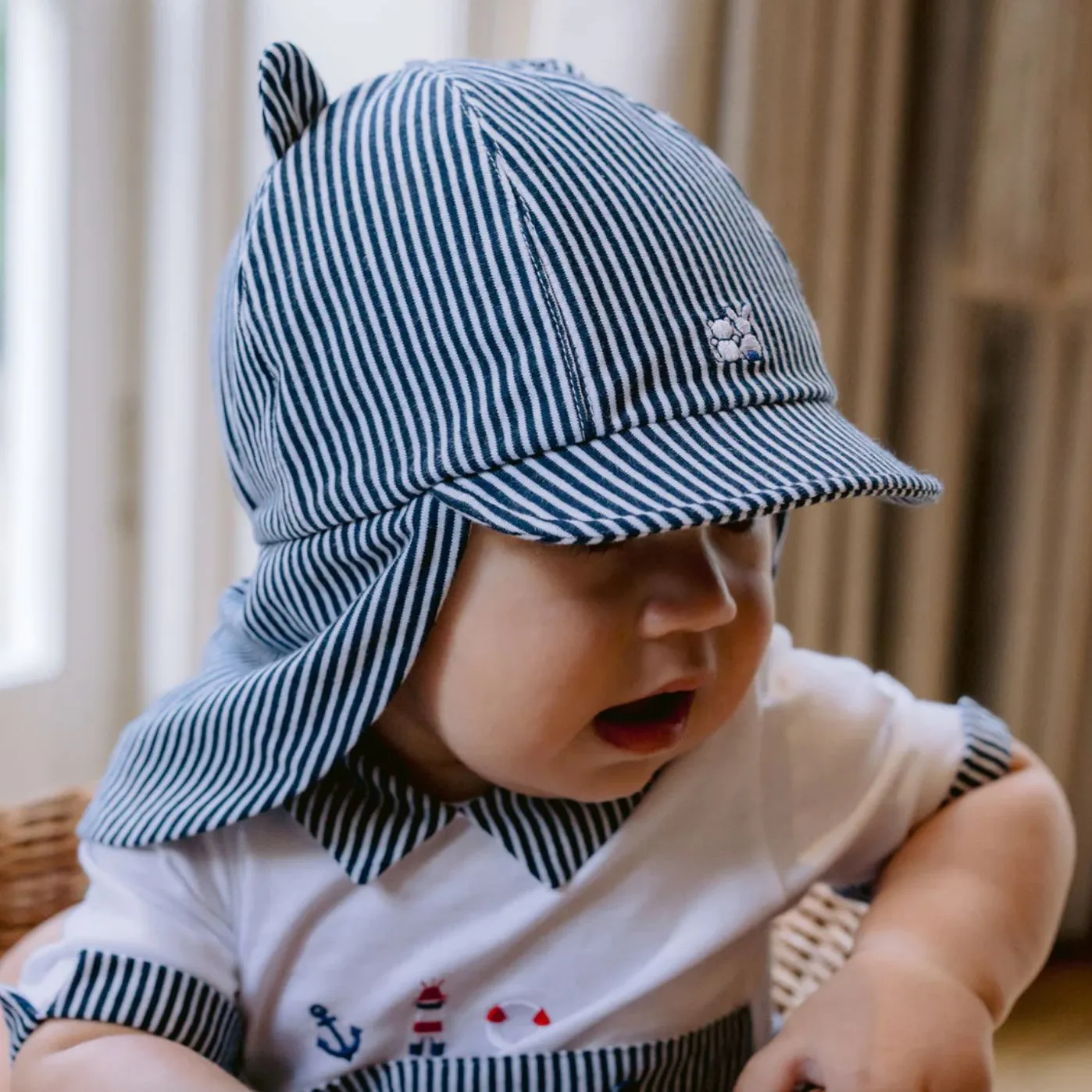 Boys Navy Striped Hat