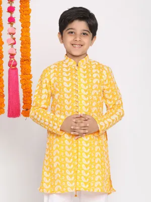 Boy's Orange Chikankari Kurta - Vastramay Boys