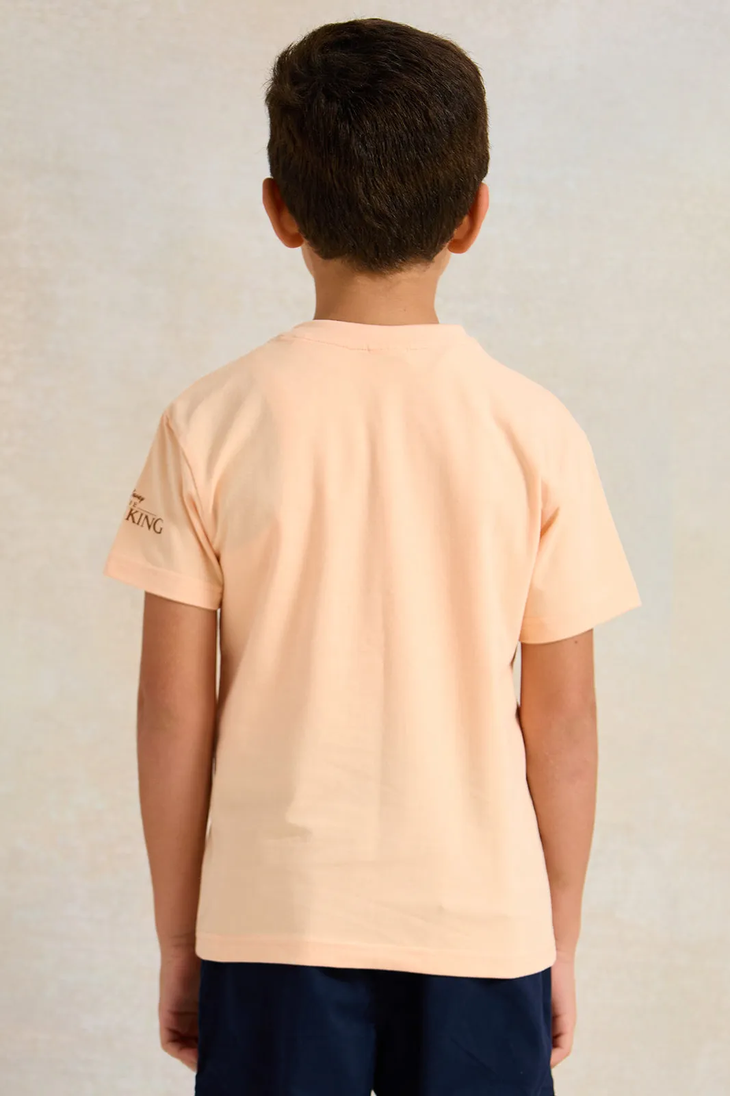 Boys Orange Printed Short sleeve T-shirt