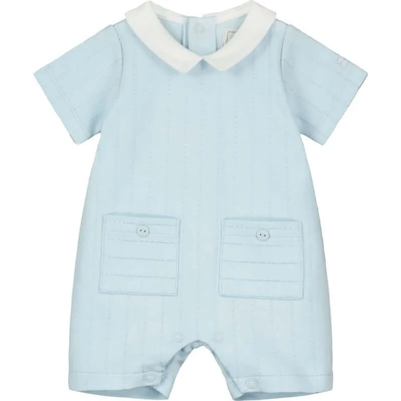 Boys Pale Blue Knitted Romper