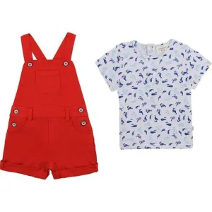 Boys Red Dungarees & T-shirt Set