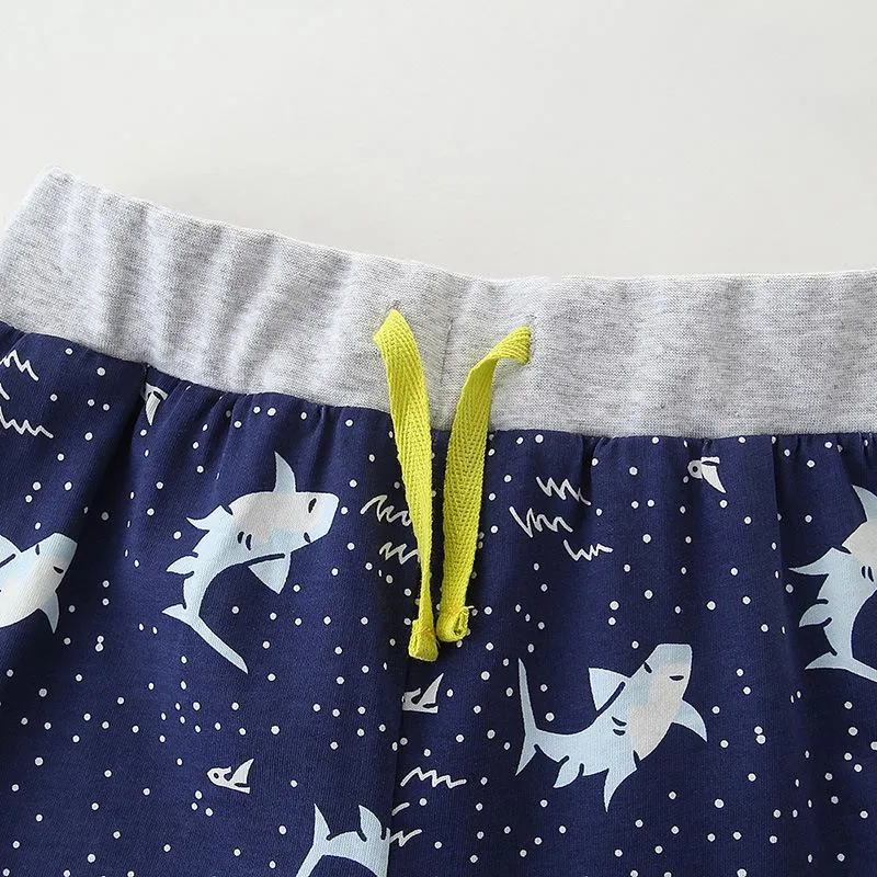 Boy's Shark Print T-shirt with Shorts Set