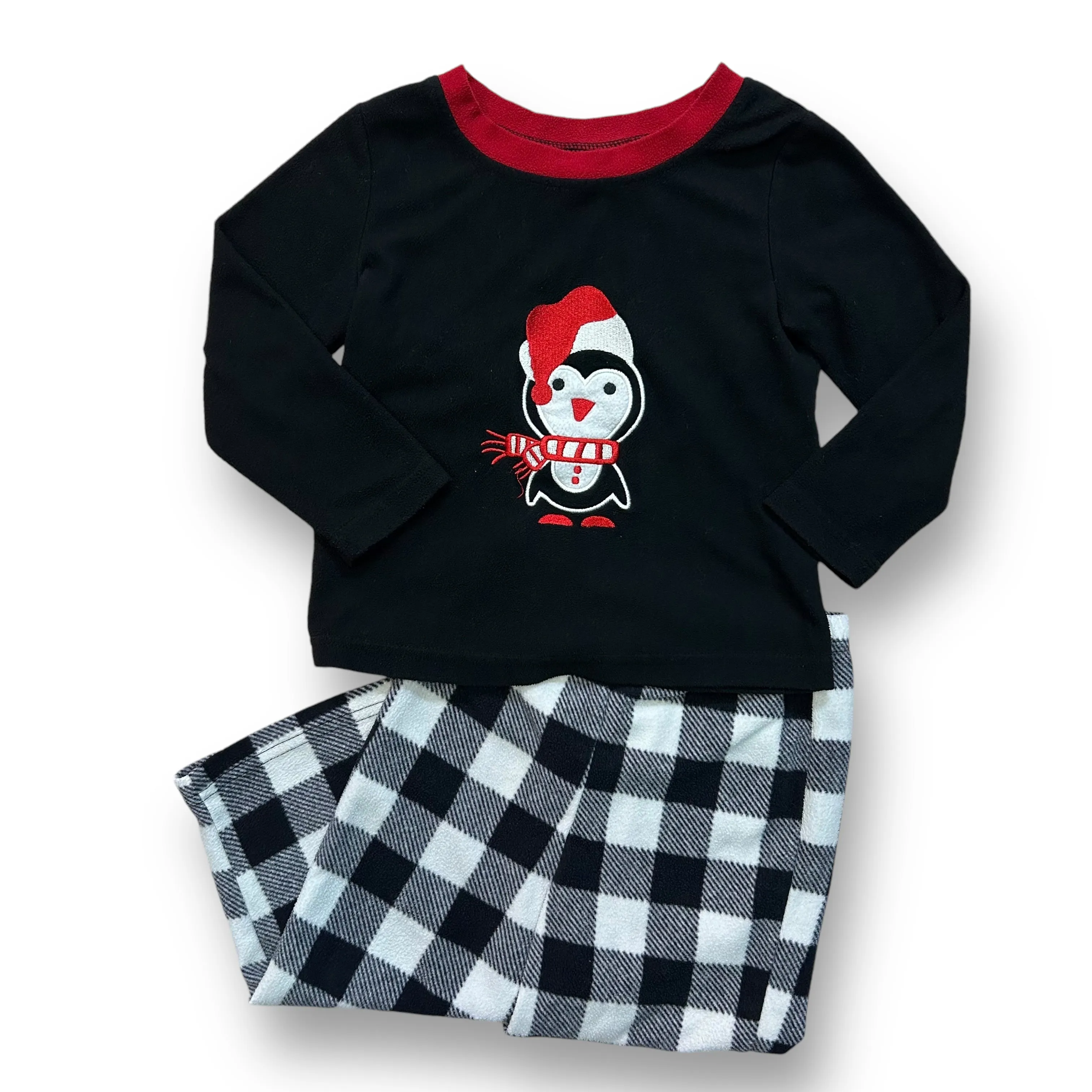 Boys Size 2T Black & White Penguin Fleece 2-Pc Pajamas