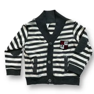 Boys Size 4 Gray Striped Reinforced Elbow Cardigan