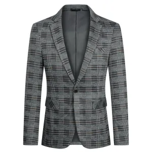 Boys Slim Blazer Plaid Casual Formal Blazer Jacket