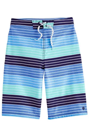 Boy's Superbank Boardshorts  |  Blue Multicolor Ocean Stripe