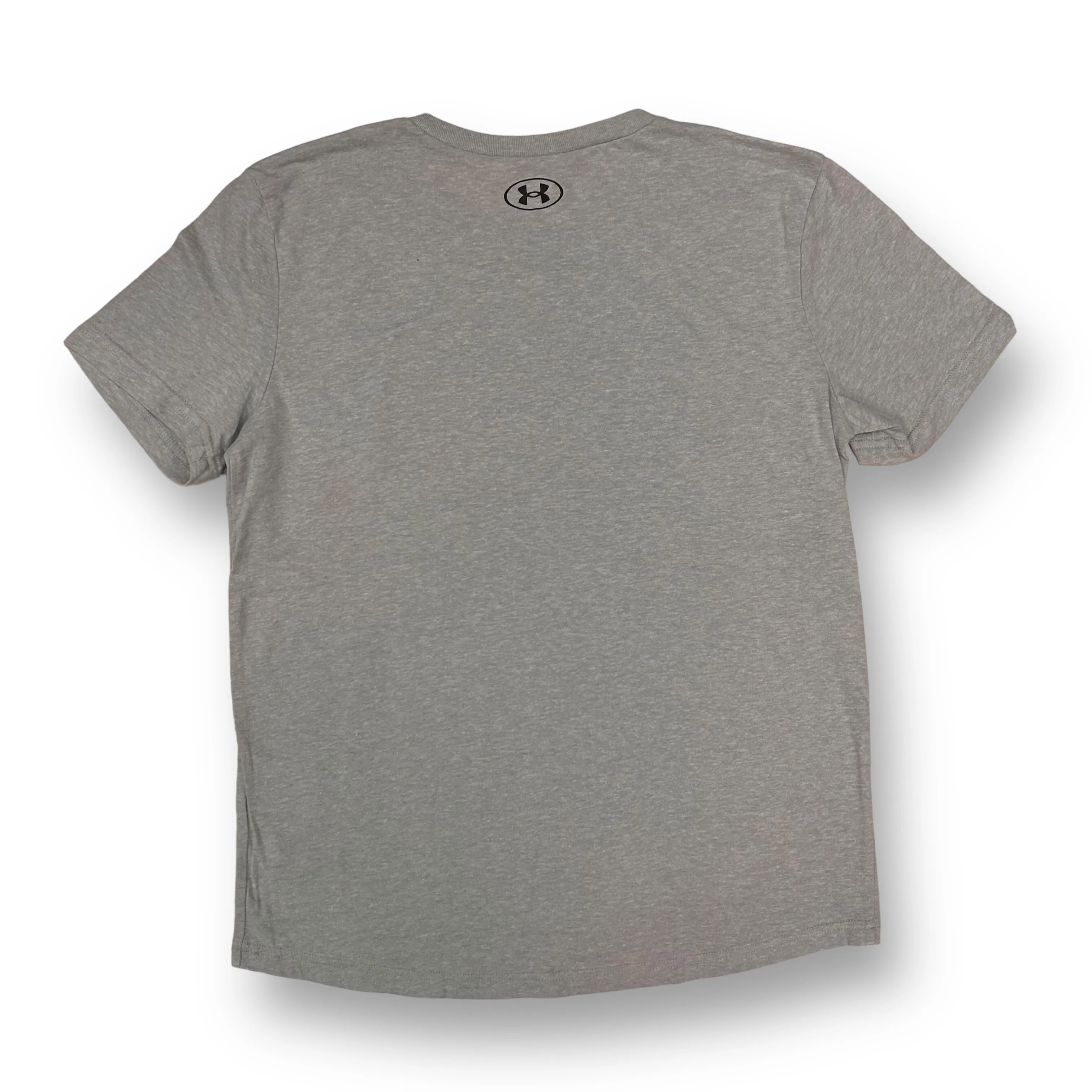 Boys Under Armour Size 12/14 YLG Light Gray "Hardest Worker" Loose Fit Shirt