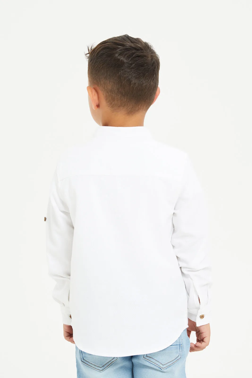 Boys White Jacquard Shirt