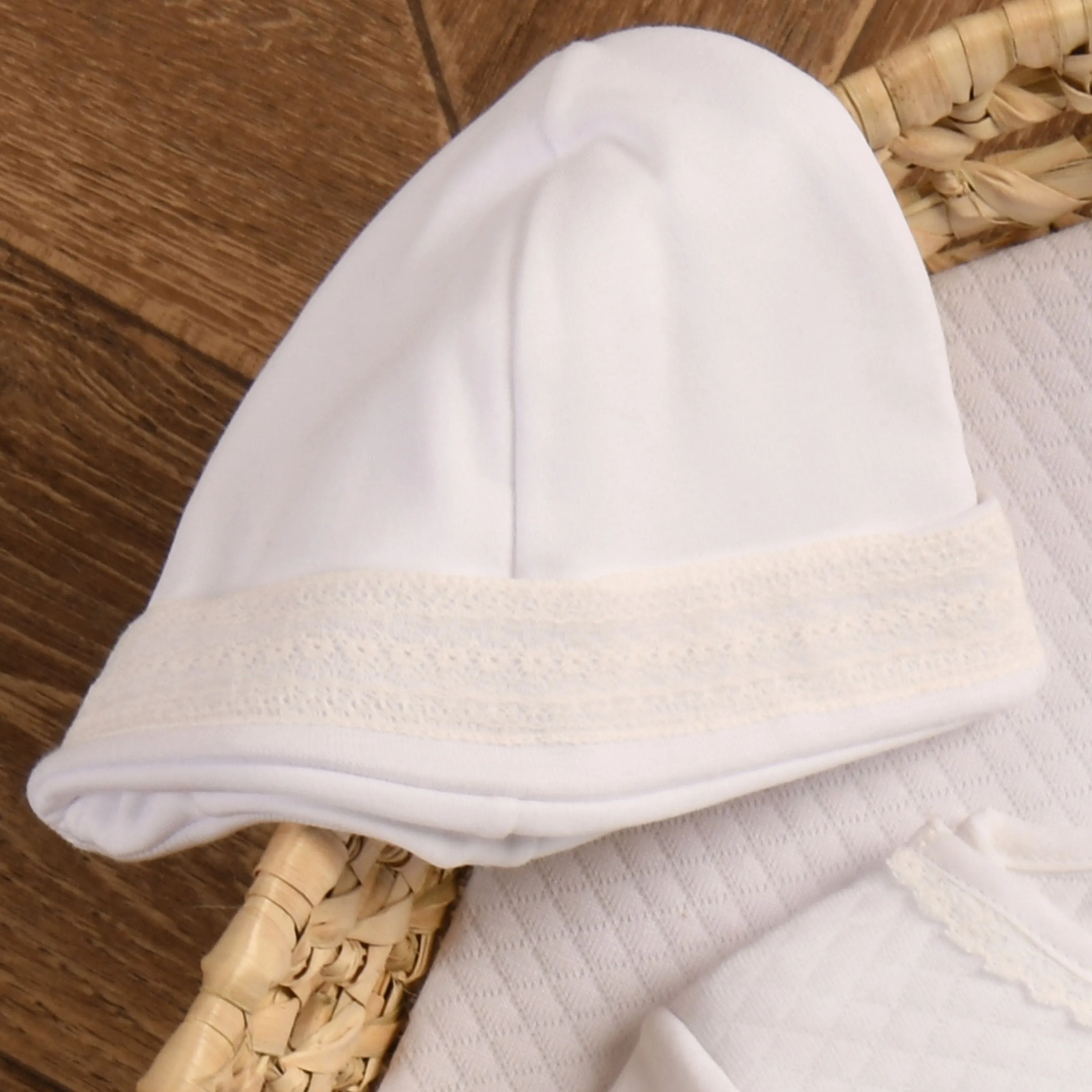 Boys White Quilted Cotton Hat