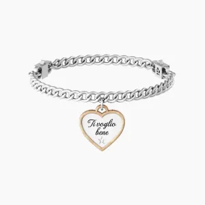 Bracciale a catena con ciondolo e frase "ti voglio bene" CUORE | TI VOGLIO BENE - 732077