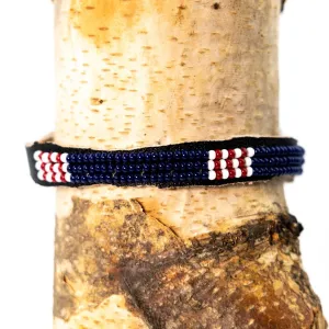 Bracelet -  Navy Seed Bead & Leather