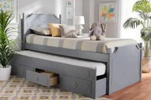 Brady Gray Finished Wood 3-Drawer Storage Bed w/Pull-Out Trundle Bed (Twin)