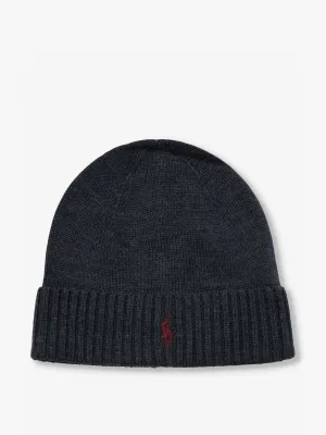 Brand-embroidered folded-brim wool beanie