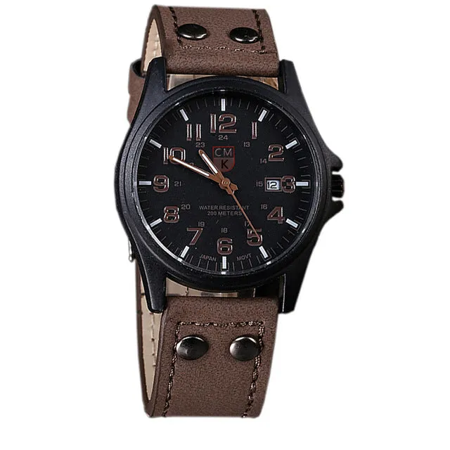 Brand men watch New mans clock Men's Date Leather Strap watches Sport Quartz Military Wristwatch relatio masculine 4 color