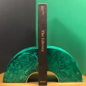 Brasilia Bookends - Malachite and Brass