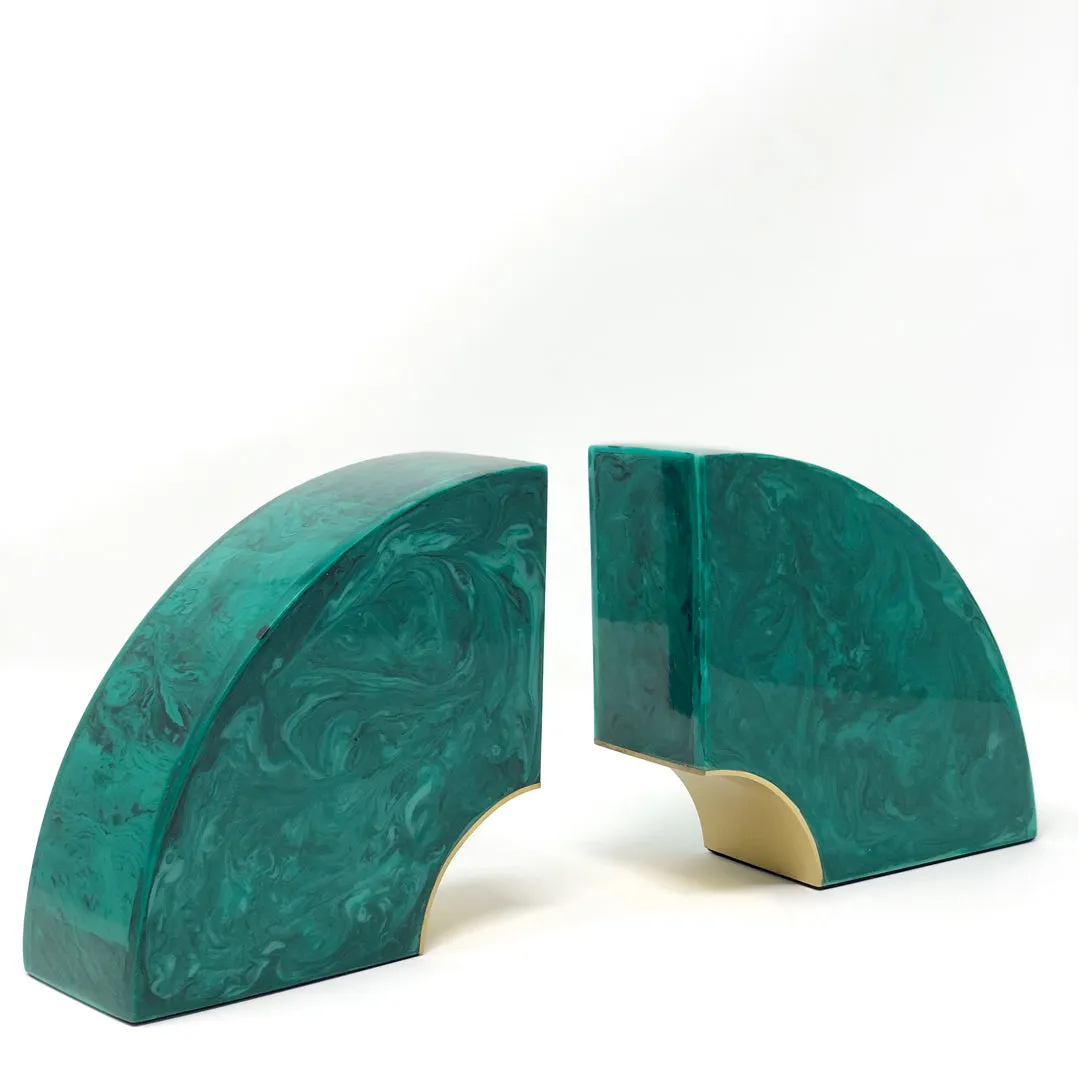 Brasilia Bookends - Malachite and Brass