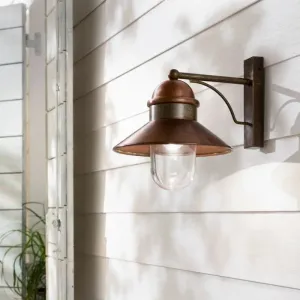 Brass and Copper Exterior Wall Light