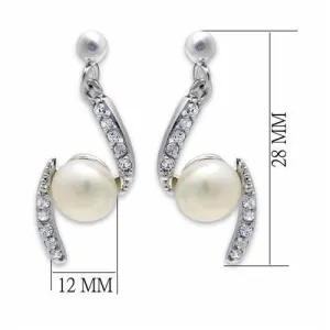 Brass Earrings with Synthetic in White for Women White Stone Color Style LO2044