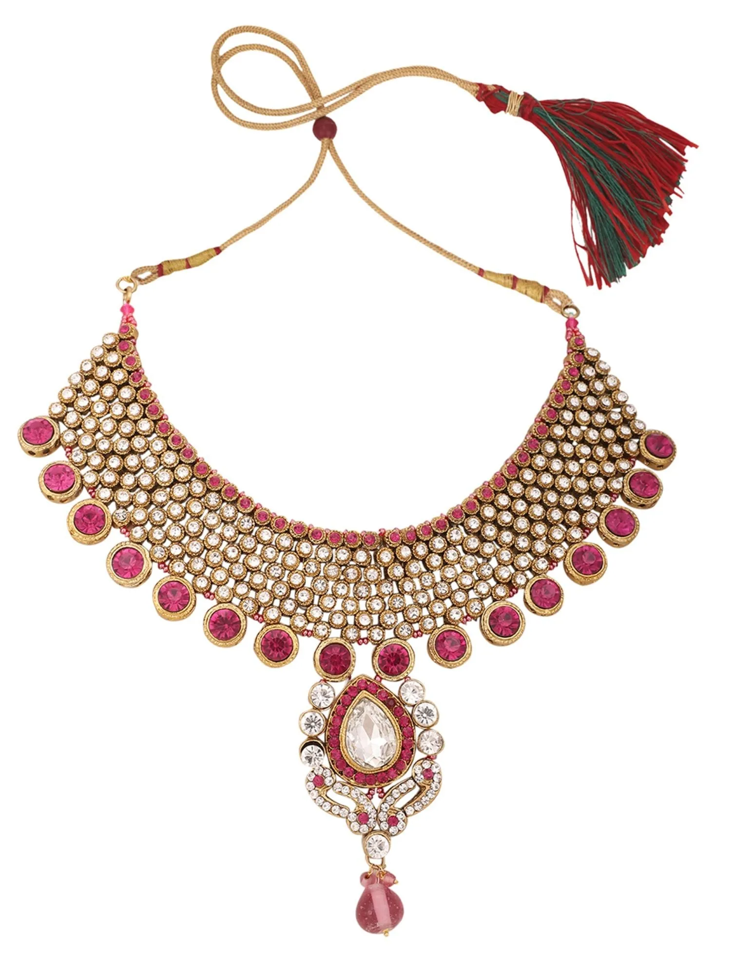 Brass Pink Jewelry Set - Timeless Elegance In Shades Of Pink - Anikas Creation