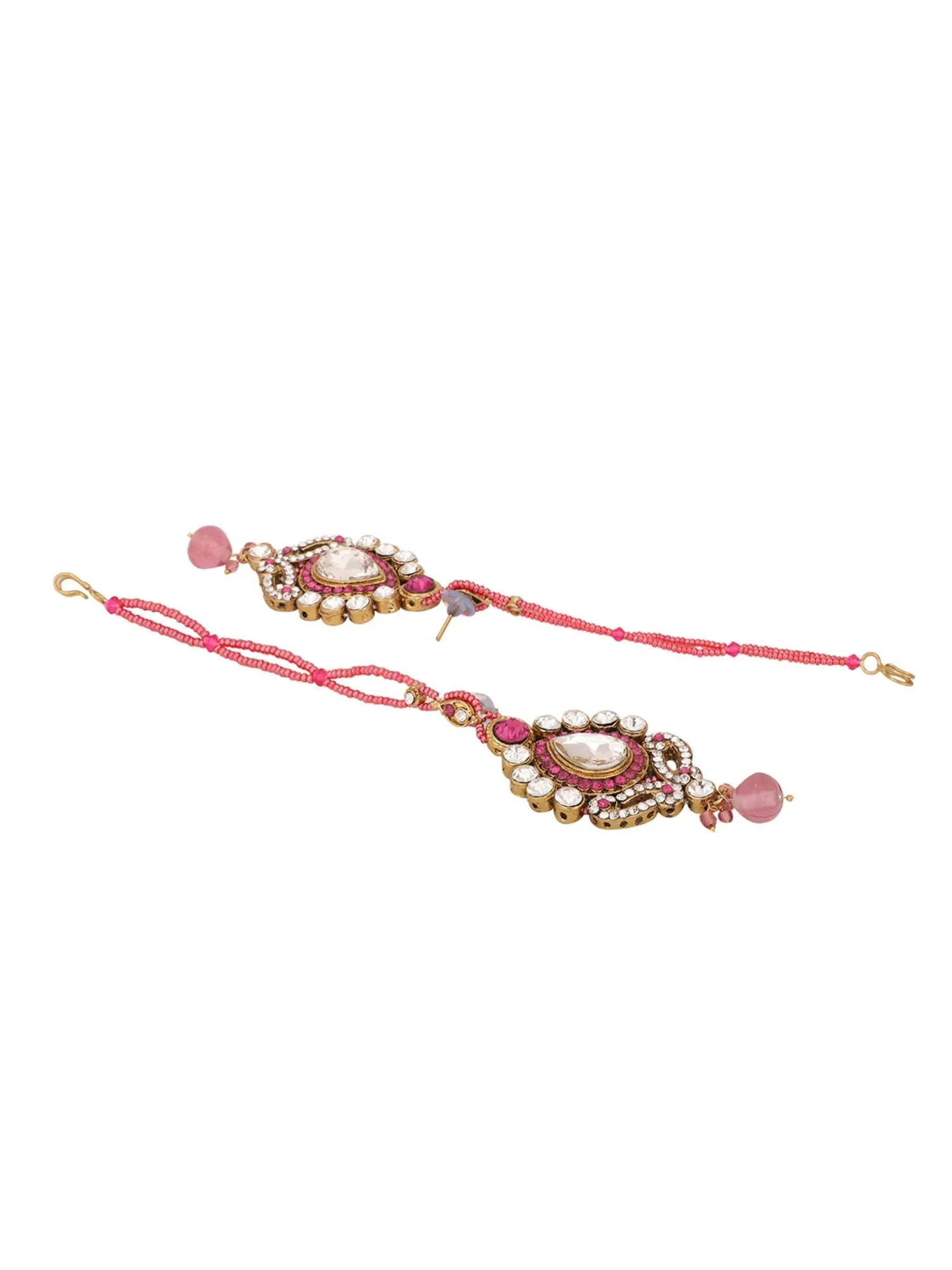 Brass Pink Jewelry Set - Timeless Elegance In Shades Of Pink - Anikas Creation