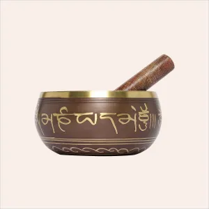 Brass Singing Bowl with Leather Stick 6 in (Assorted Colours) 6 in