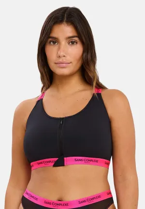 Brassière de sport sans armatures Anita B. Noir & Fuchsia