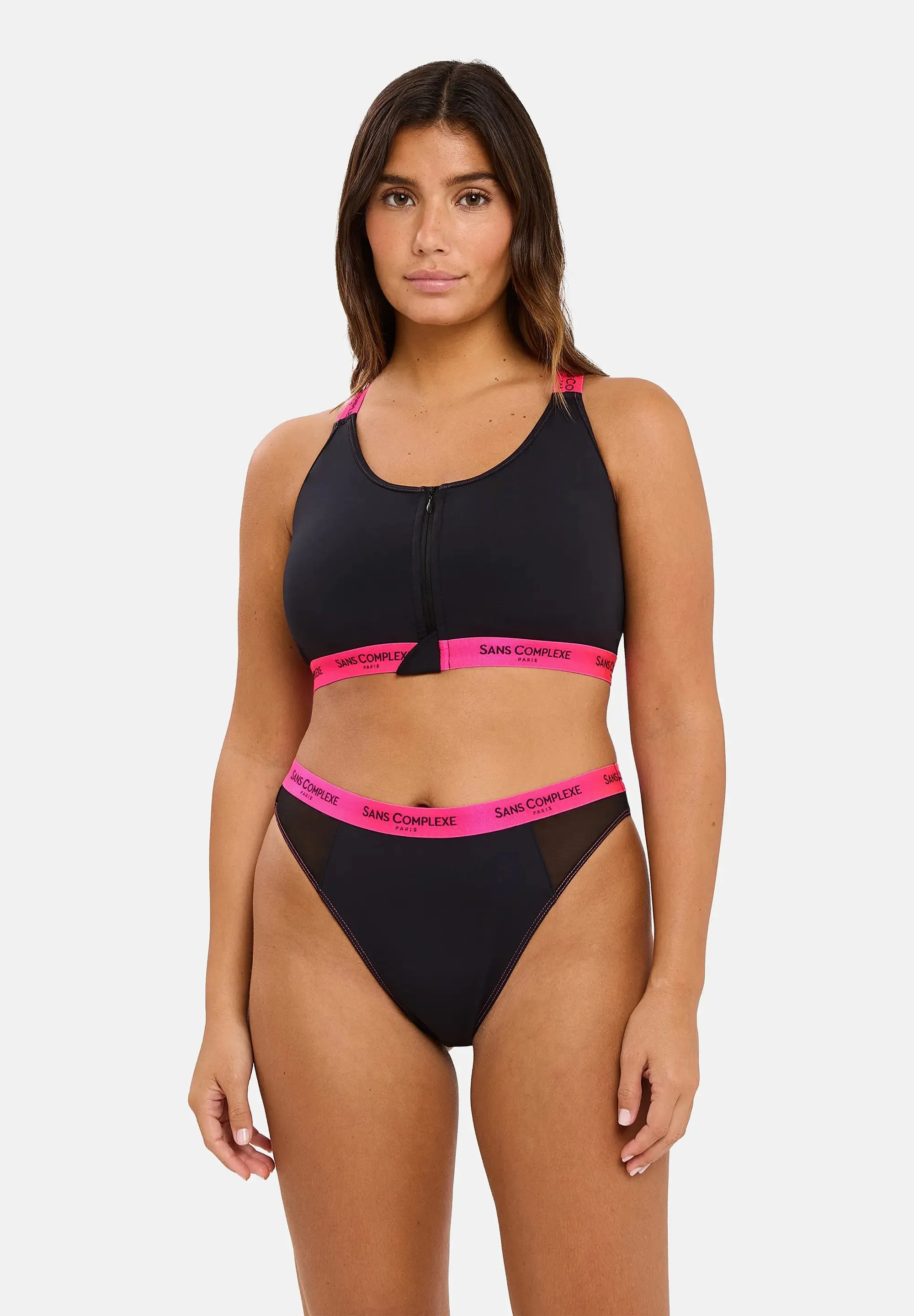 Brassière de sport sans armatures Anita B. Noir & Fuchsia